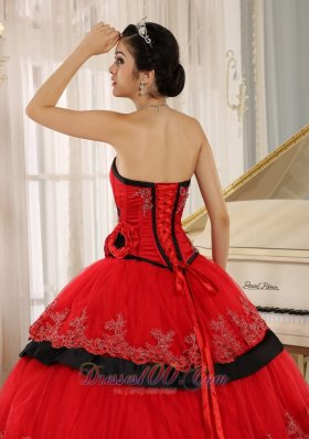 Red Handmade Flowers Lace for 2013 Quinceanera Dress