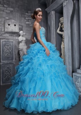 Taffeta and Organza Beading and Appliques Aqua Blue Quinceanera Dress