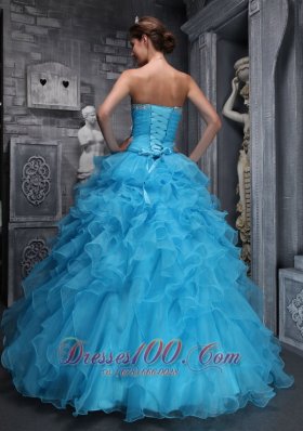 Taffeta and Organza Beading and Appliques Aqua Blue Quinceanera Dress