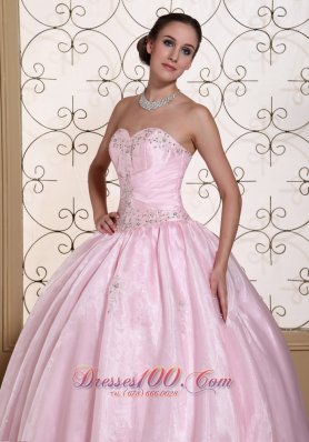 Baby Pink 2013 Quinceanera Dress With Beading Decorate