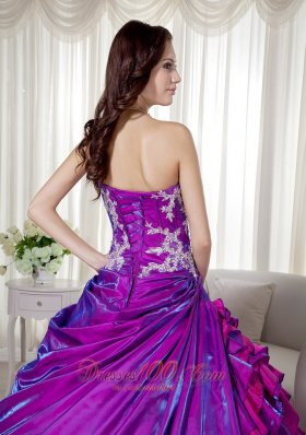 Strapless Purple Taffeta Appliques Quinceanera Dress Wholesale