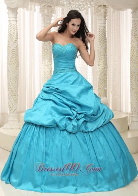 Taffeta Teal Sweetheart Appliques With Jacket Dress for Quinceanera