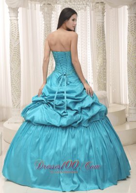 Taffeta Teal Sweetheart Appliques With Jacket Dress for Quinceanera