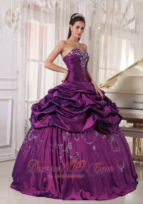 Embroidery With Beading Eggplant Purple Quinceanera Dress Taffeta