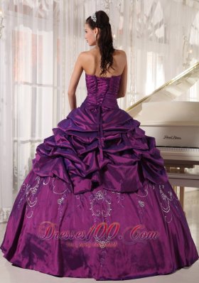 Embroidery With Beading Eggplant Purple Quinceanera Dress Taffeta