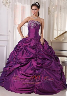 Purple Ball Gown Taffeta Embroidery Quinceanera Dress