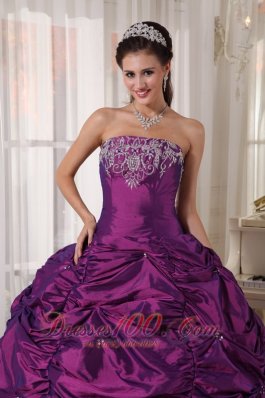 Purple Ball Gown Taffeta Embroidery Quinceanera Dress