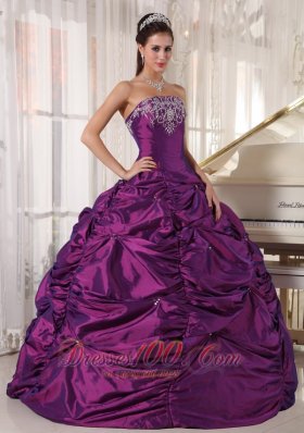 Purple Ball Gown Taffeta Embroidery Quinceanera Dress