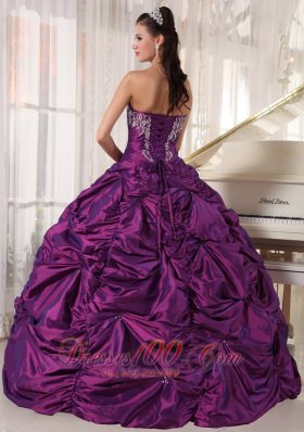 Purple Ball Gown Taffeta Embroidery Quinceanera Dress