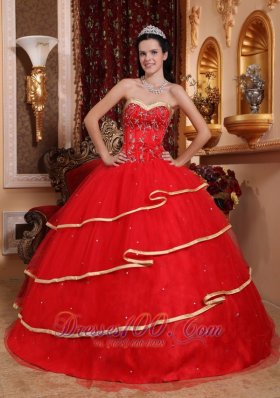 Satin and Tulle Beading Ball Gown Quinceanera Dress