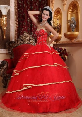 Satin and Tulle Beading Ball Gown Quinceanera Dress