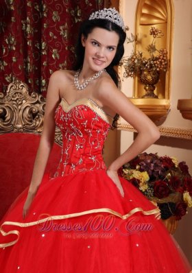 Satin and Tulle Beading Ball Gown Quinceanera Dress