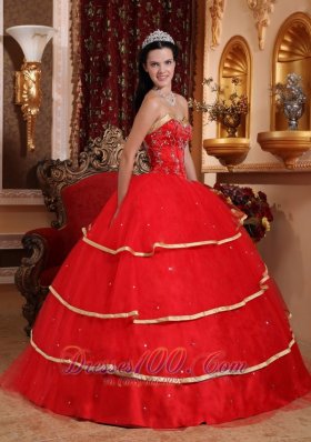 Satin and Tulle Beading Ball Gown Quinceanera Dress