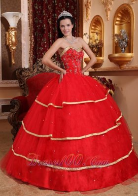 Satin and Tulle Beading Ball Gown Quinceanera Dress