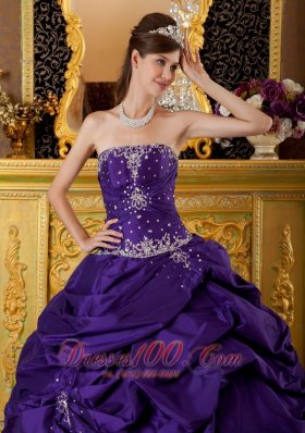 Purple Ball Gown Dresses Of 15 Taffeta Appliques