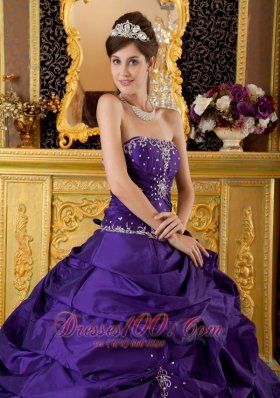 Purple Ball Gown Dresses Of 15 Taffeta Appliques