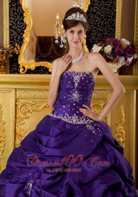 Purple Ball Gown Dresses Of 15 Taffeta Appliques