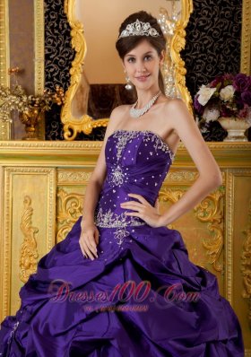 Purple Ball Gown Dresses Of 15 Taffeta Appliques