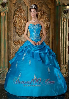 Sweetheart Sky Blue Quinceanera Dress Taffeta Appliques