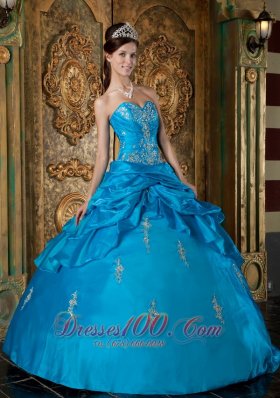 Sweetheart Sky Blue Quinceanera Dress Taffeta Appliques