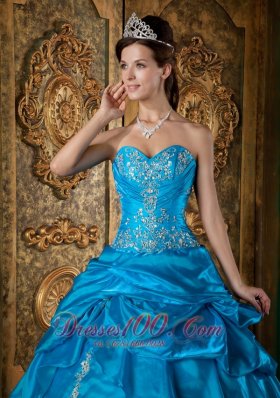 Sweetheart Sky Blue Quinceanera Dress Taffeta Appliques