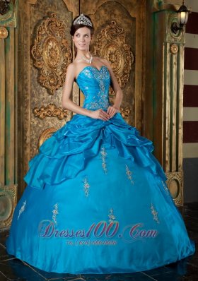 Sweetheart Sky Blue Quinceanera Dress Taffeta Appliques