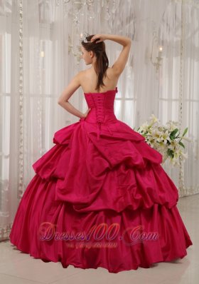 Ball Gown Beading Coral Red Quinceanera Dress Taffeta