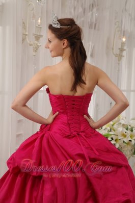 Ball Gown Beading Coral Red Quinceanera Dress Taffeta