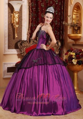 Purple One Shoulder Quinceanera Dress Beading and Appliques