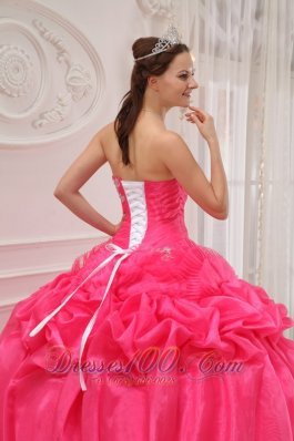 Plus Size Hot Pink Quinceanera Dress Organza Ruch and Beading