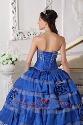 Plus Size Blue Ball Gown Taffeta Embroidery Quinceanera Dress