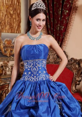 Appliques Blue Ball Gown Taffeta Quinceanera Dress Plus Size