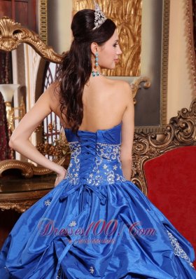 Appliques Blue Ball Gown Taffeta Quinceanera Dress Plus Size