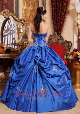 Appliques Blue Ball Gown Taffeta Quinceanera Dress Plus Size