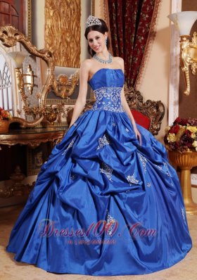 Appliques Blue Ball Gown Taffeta Quinceanera Dress Plus Size