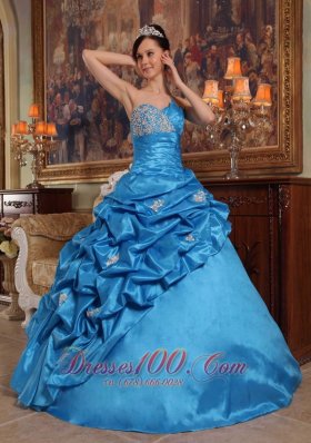 Beading Taffeta Blue Ball Gown Quinceanera Dress