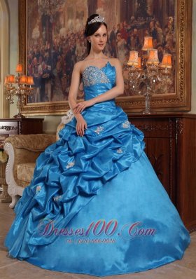 Beading Taffeta Blue Ball Gown Quinceanera Dress