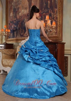 Beading Taffeta Blue Ball Gown Quinceanera Dress