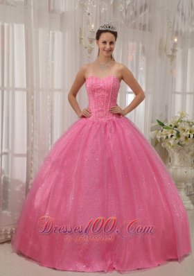 Pink Plus Size Quinceanera Dress Sequin and Beading