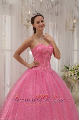 Pink Plus Size Quinceanera Dress Sequin and Beading
