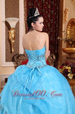 Sweetheart Organza Aqua Blue Quinceanera Dress Beading