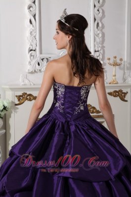 Ball Gown Taffeta Embroidery Purple Quinceanera Dress