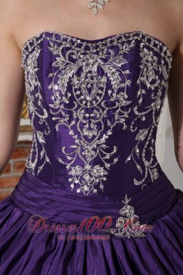 Ball Gown Taffeta Embroidery Purple Quinceanera Dress