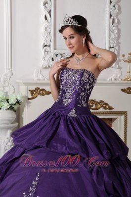 Ball Gown Taffeta Embroidery Purple Quinceanera Dress