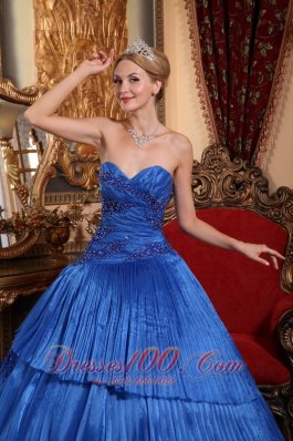 Sweetheart Organza Ball Gown Royal Blue Quincenera Dresses