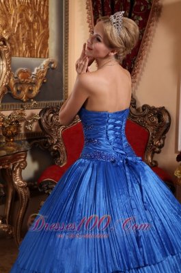 Sweetheart Organza Ball Gown Royal Blue Quincenera Dresses