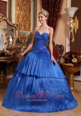 Sweetheart Organza Ball Gown Royal Blue Quincenera Dresses