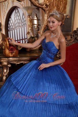 Sweetheart Organza Ball Gown Royal Blue Quincenera Dresses