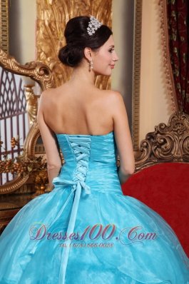 Organza Beading Aqua Blue Quinceanera Dress Plus Size