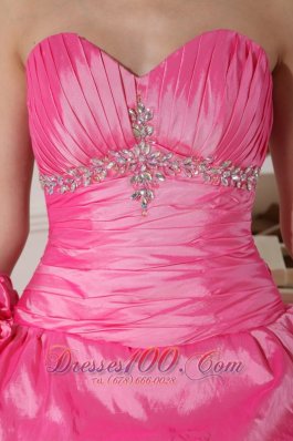 Hot Pink Sweet sixteen Dresses Beading and Flowers